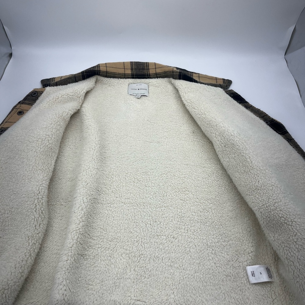 Lucky Brand Tan and Black Plaid Shirt Jacket - Picture 5 of 8